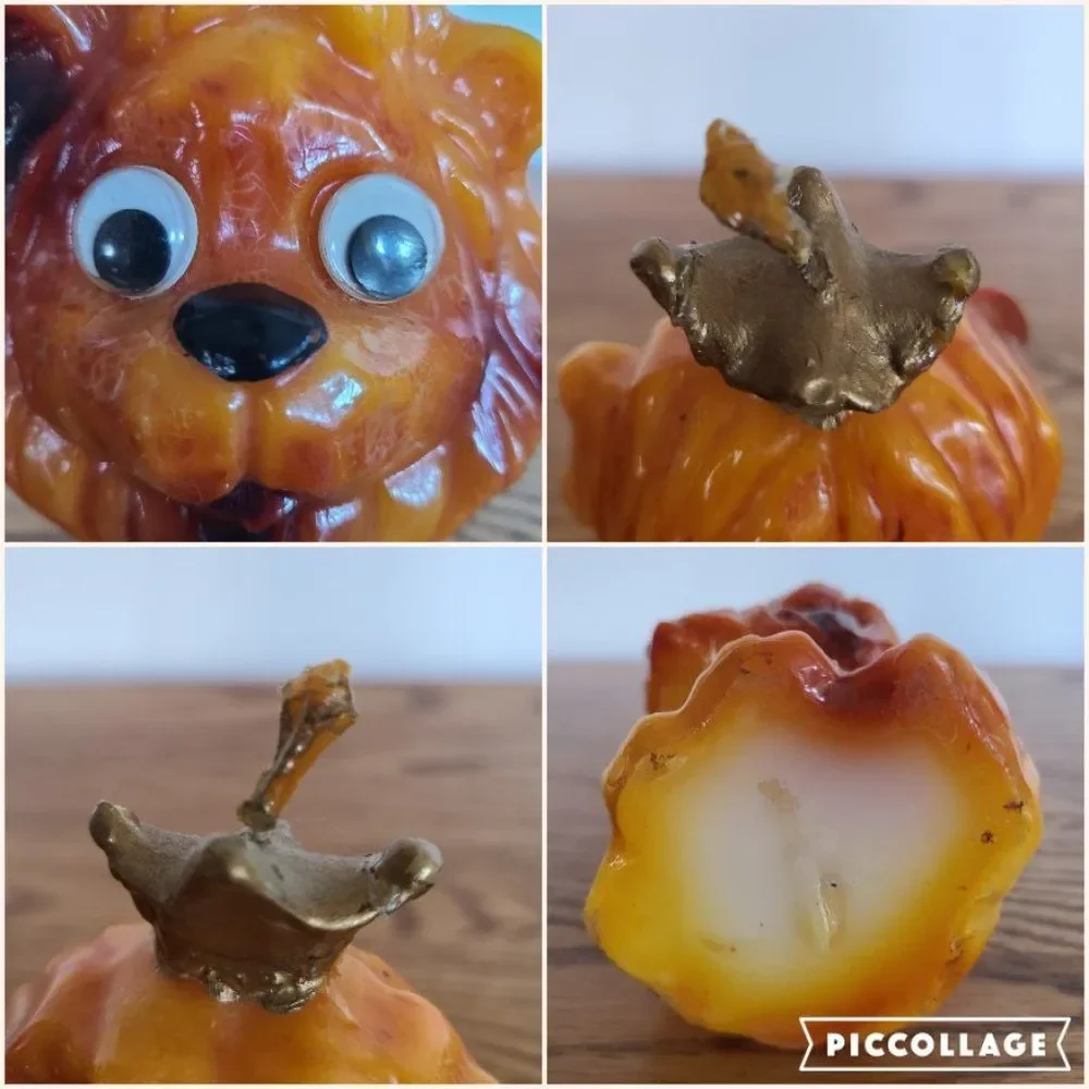 Vintage Lion Novelty Wax Candle - LION WITH CROWN & BIG EYES - Vintage Rare